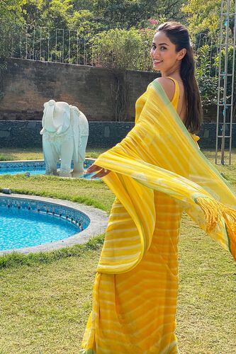 Meera Saree-Yellow, , image 3