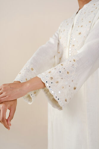 Sikara Mirror Embroidered Linen Kaftan - Natural, Natural, image 6