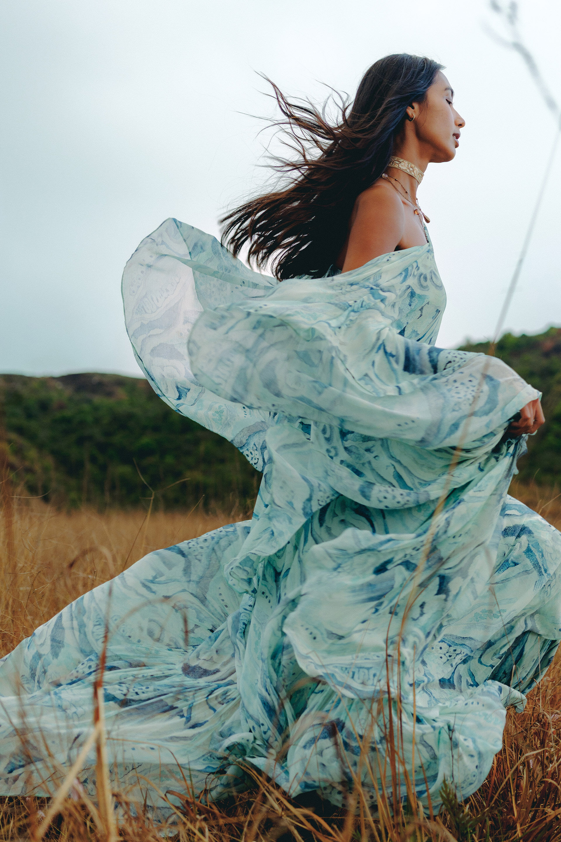Kazui Bemberg Gown - Blue, Blue, image 3