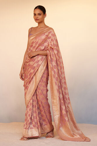 Gul Benarasi Silk Gota Patti Saree, Blush, image 1