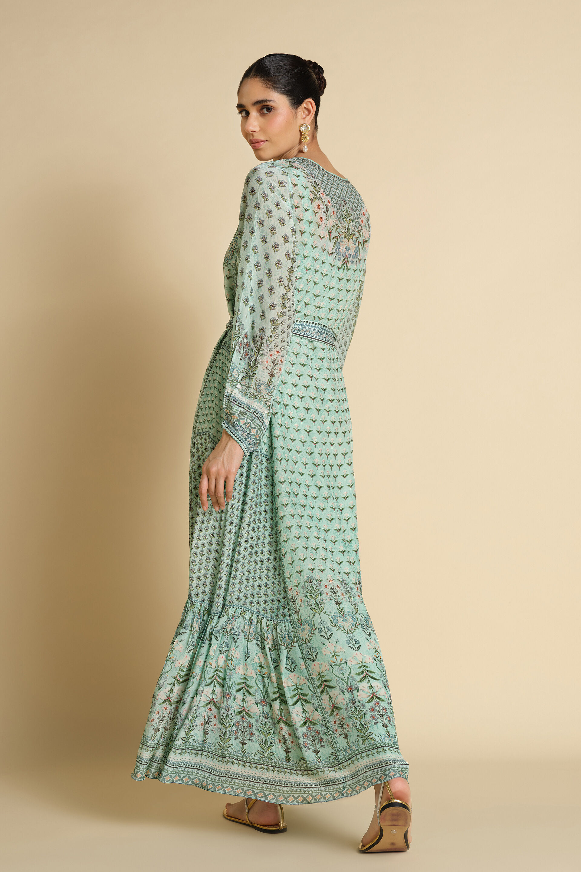 Azhaki Printed Kaftan - Aqua, Aqua, image 2