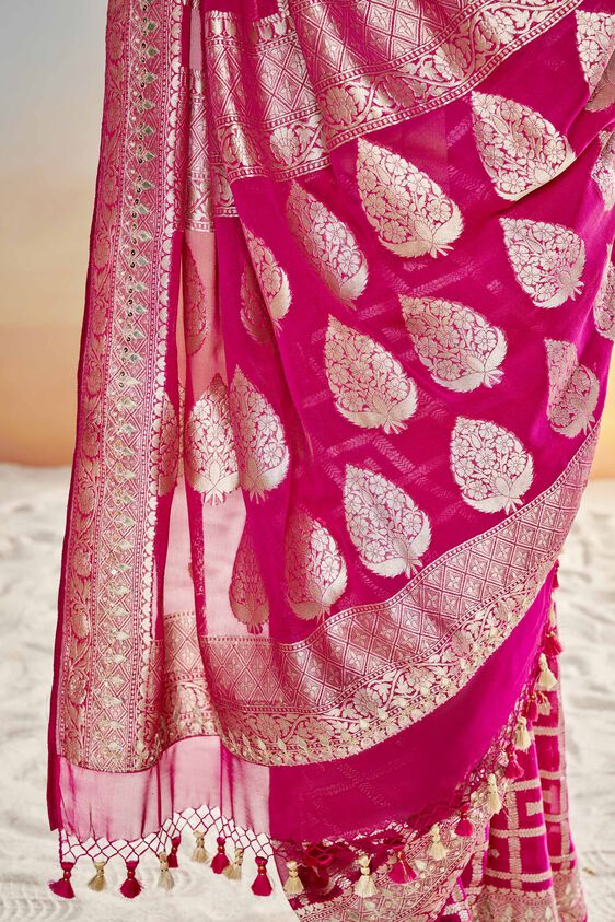 Chitra Benarasi Saree - Pink, Hot Pink, image 6