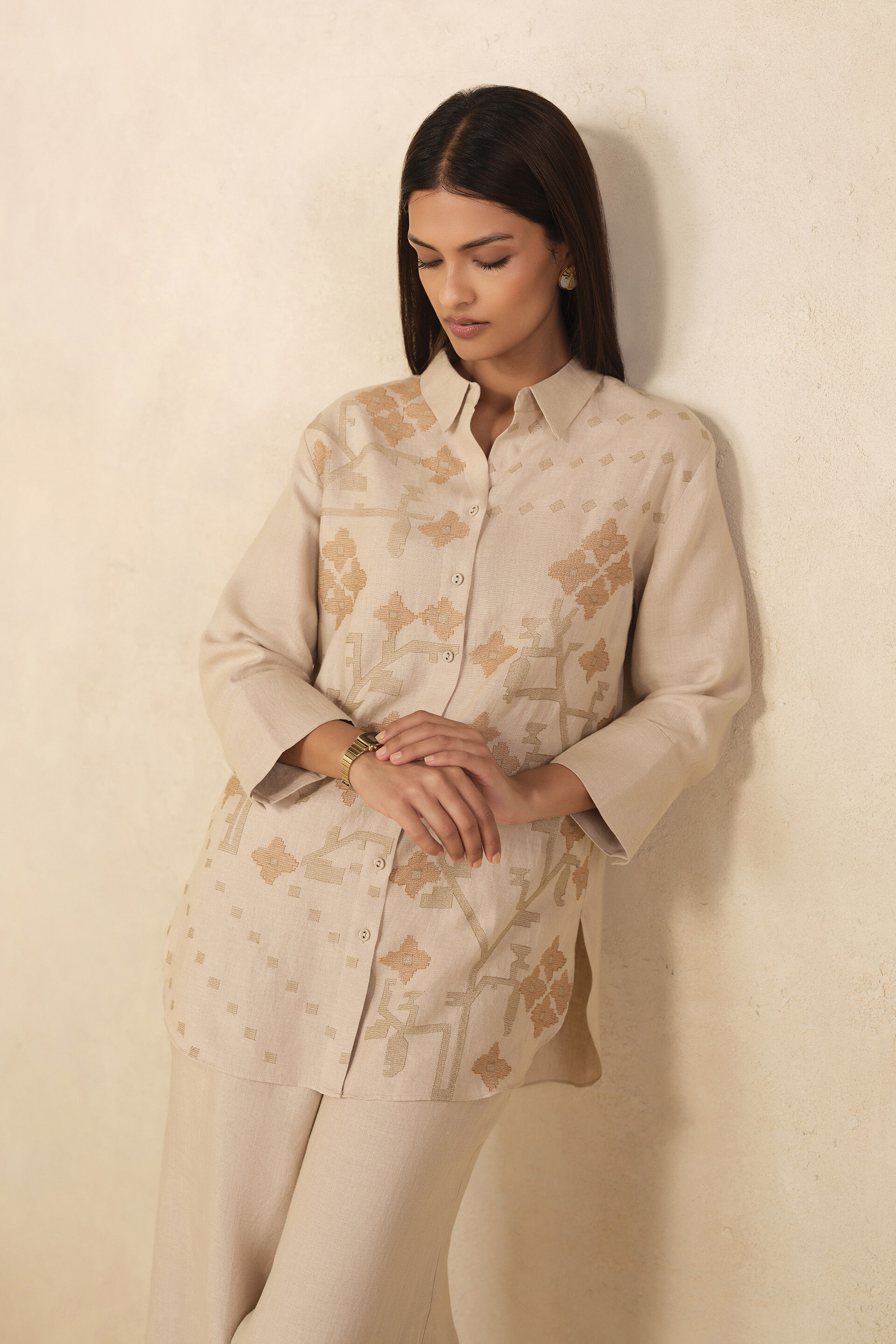 Haiku Embroidered Hemp Co-ord -  Beige, Beige, image 4