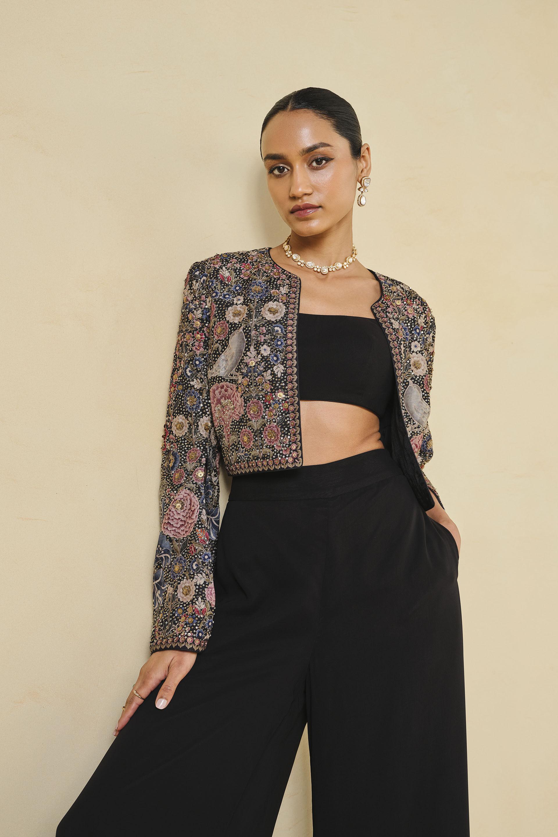Life Of The Nightforest Sequin Palazzo Set Black