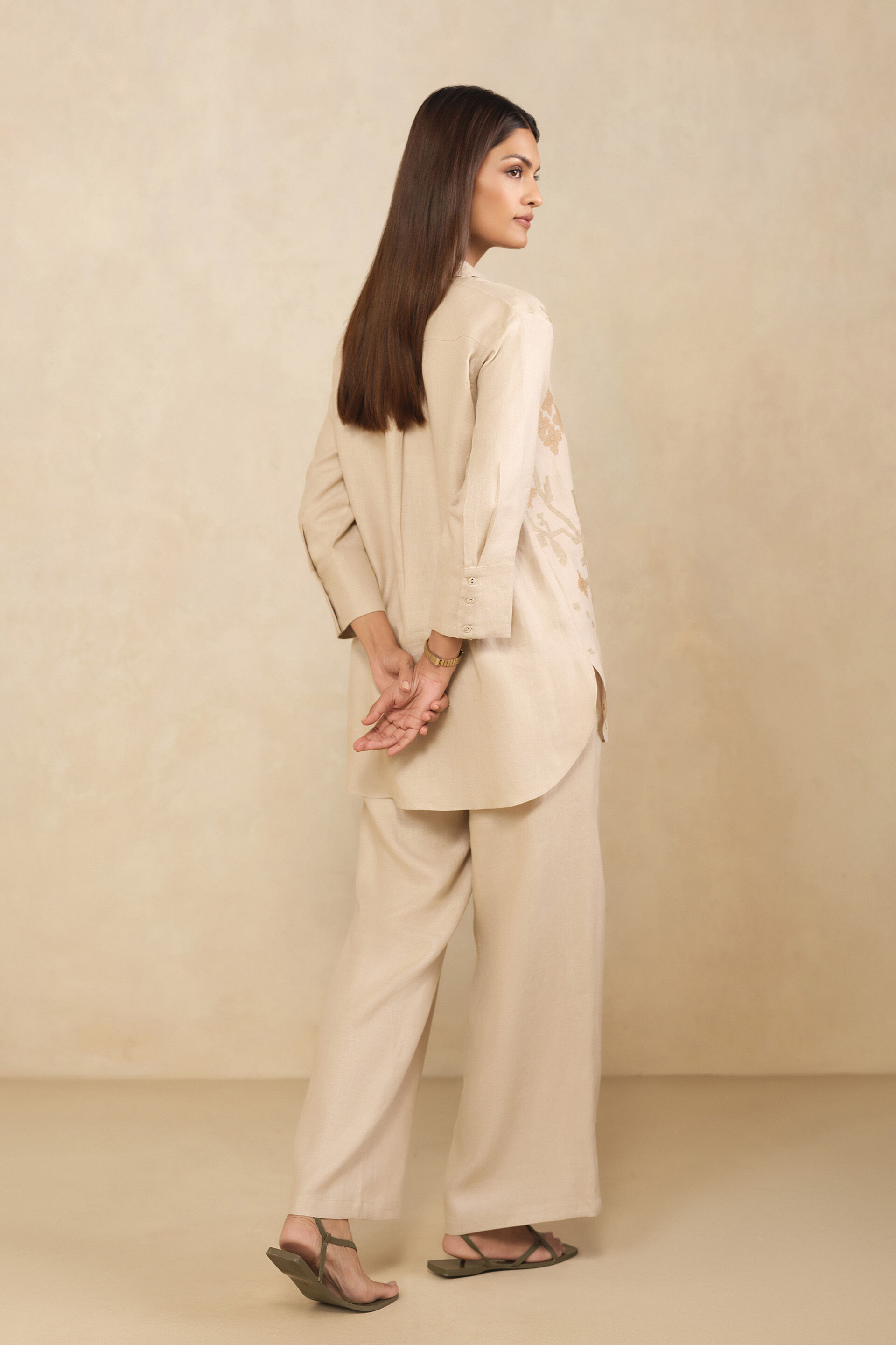 Haiku Embroidered Hemp Co-ord -  Beige