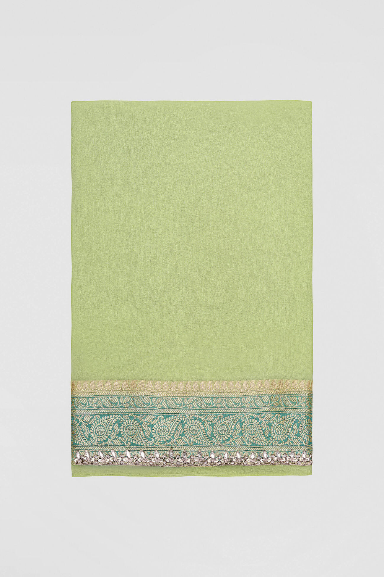 Trayi Handwoven Benarasi Silk Saree - Green, Lime, image 8