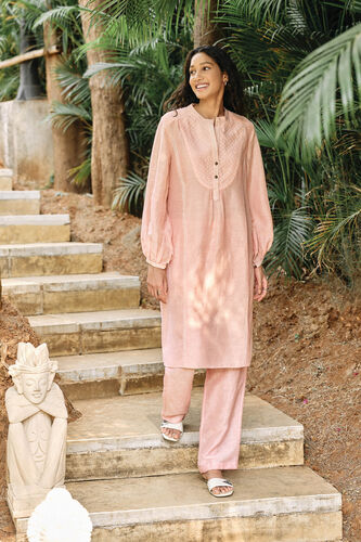 Panorama Handcrafted Bandhani Linen Coord, Blush, image 3