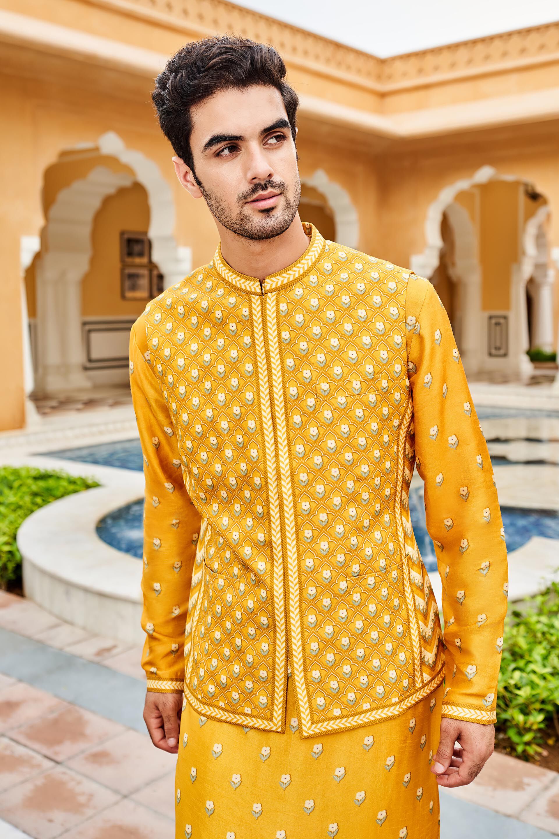 Mustard nehru jacket shop