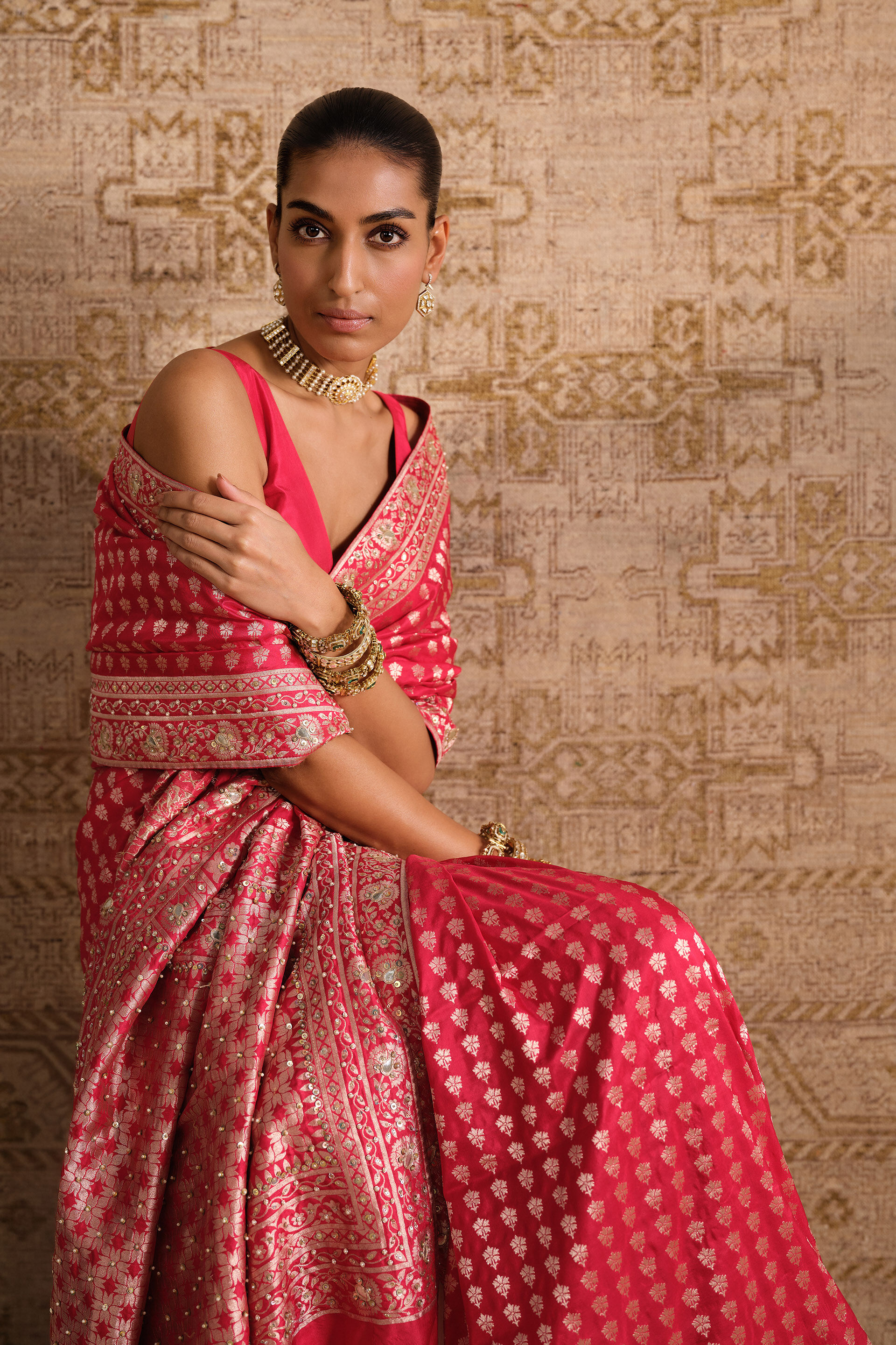 Arsheya Handwoven Benarasi Silk Saree - Red, Red, image 4