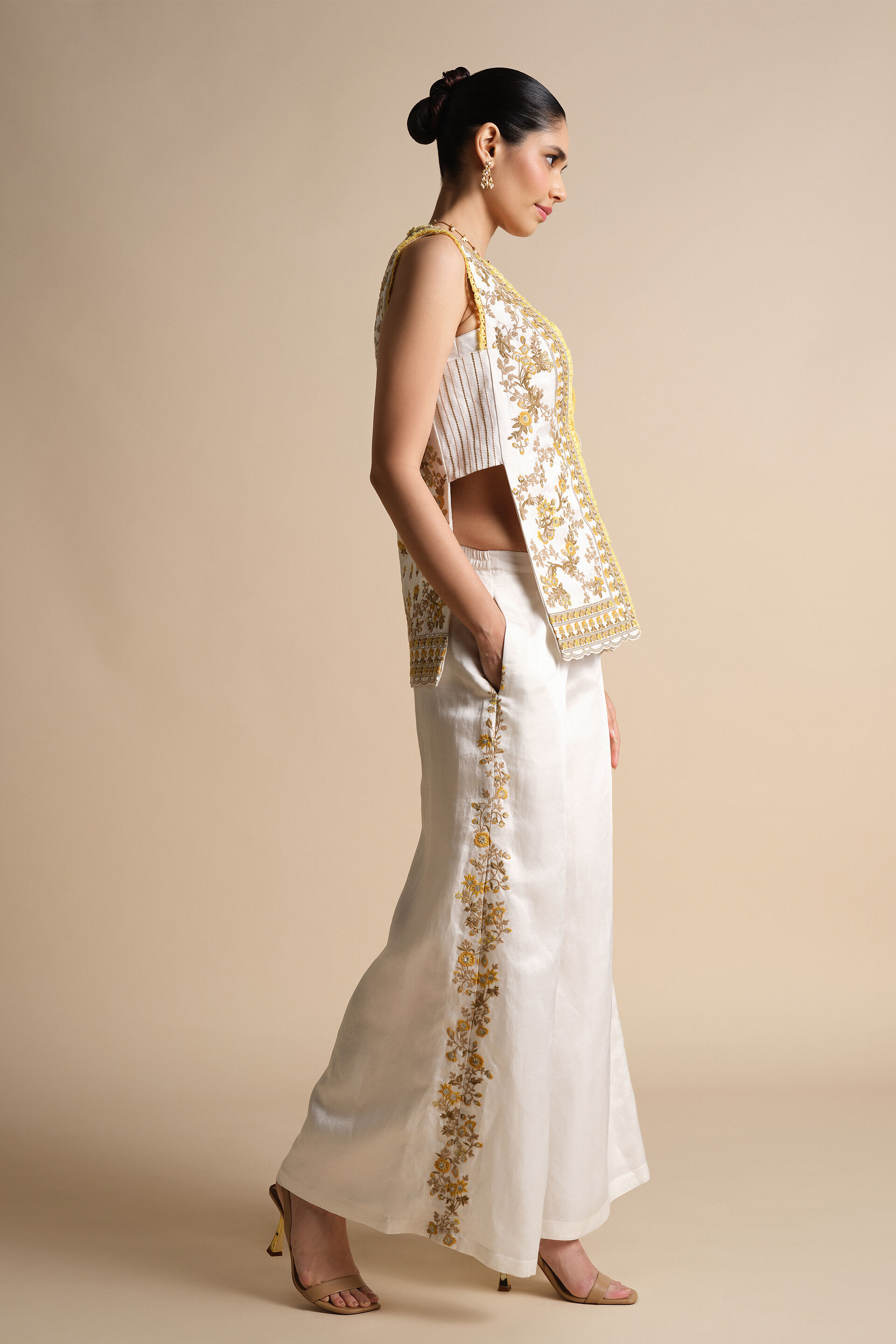 Amra Embroidered Palazzo Set - Natural, Natural, image 8