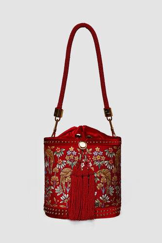 Pichhwai Bucket Bag, Red, image 1