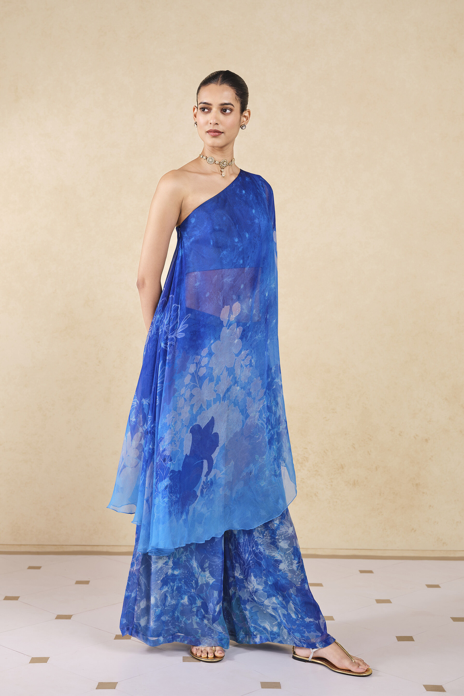 Fluisance Chiffon Palazzo Set - Blue, Blue, image 5