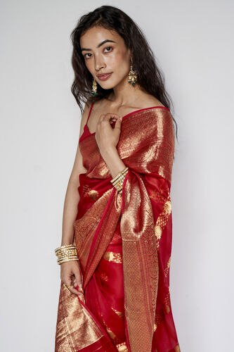 Sindhura Benarasi Silk Embroidered Saree - Red, Red, image 8