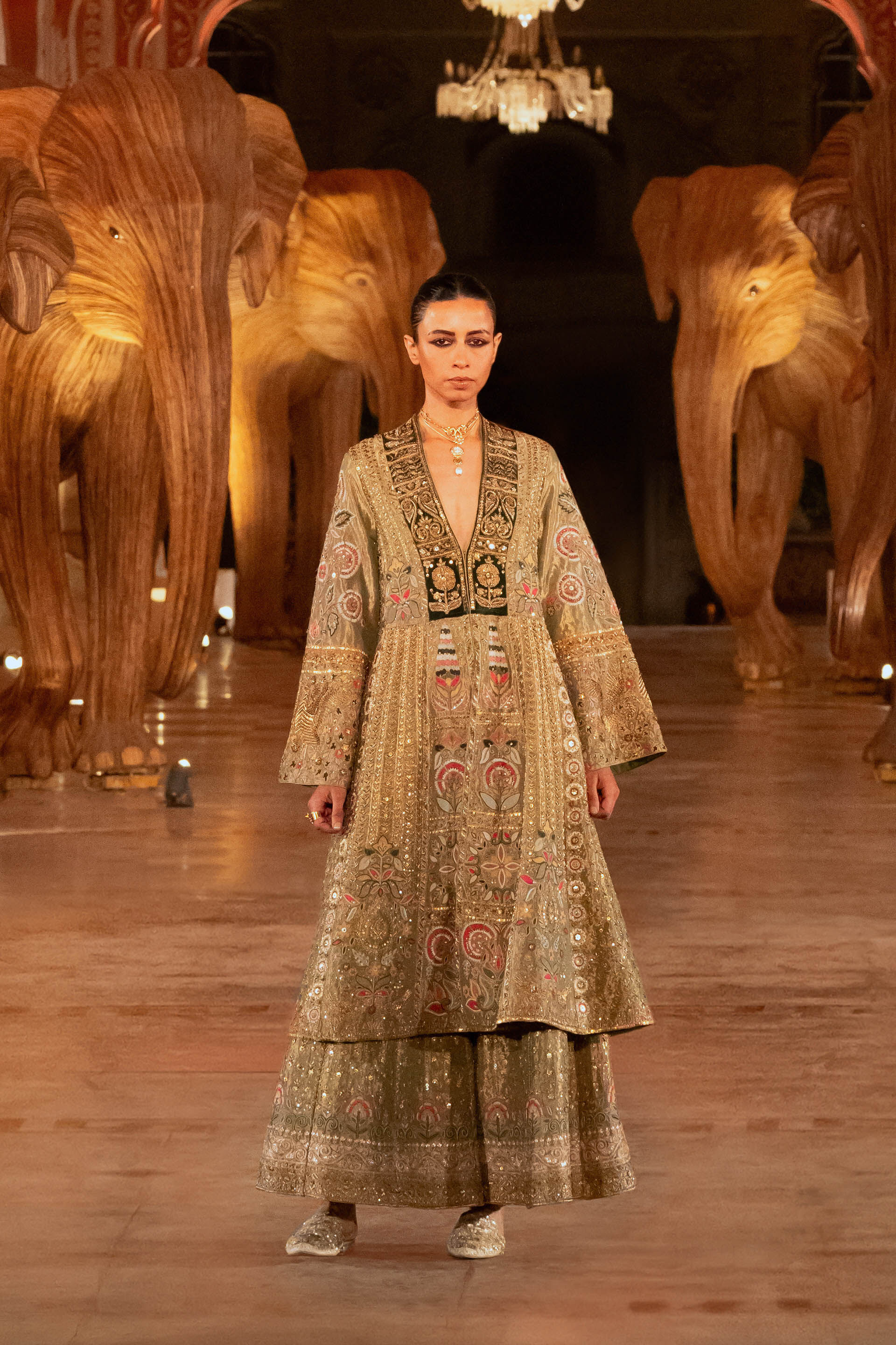 Melody Of The Flowers Embroidered Zardozi Sharara Set - Sage, Sage, image 8