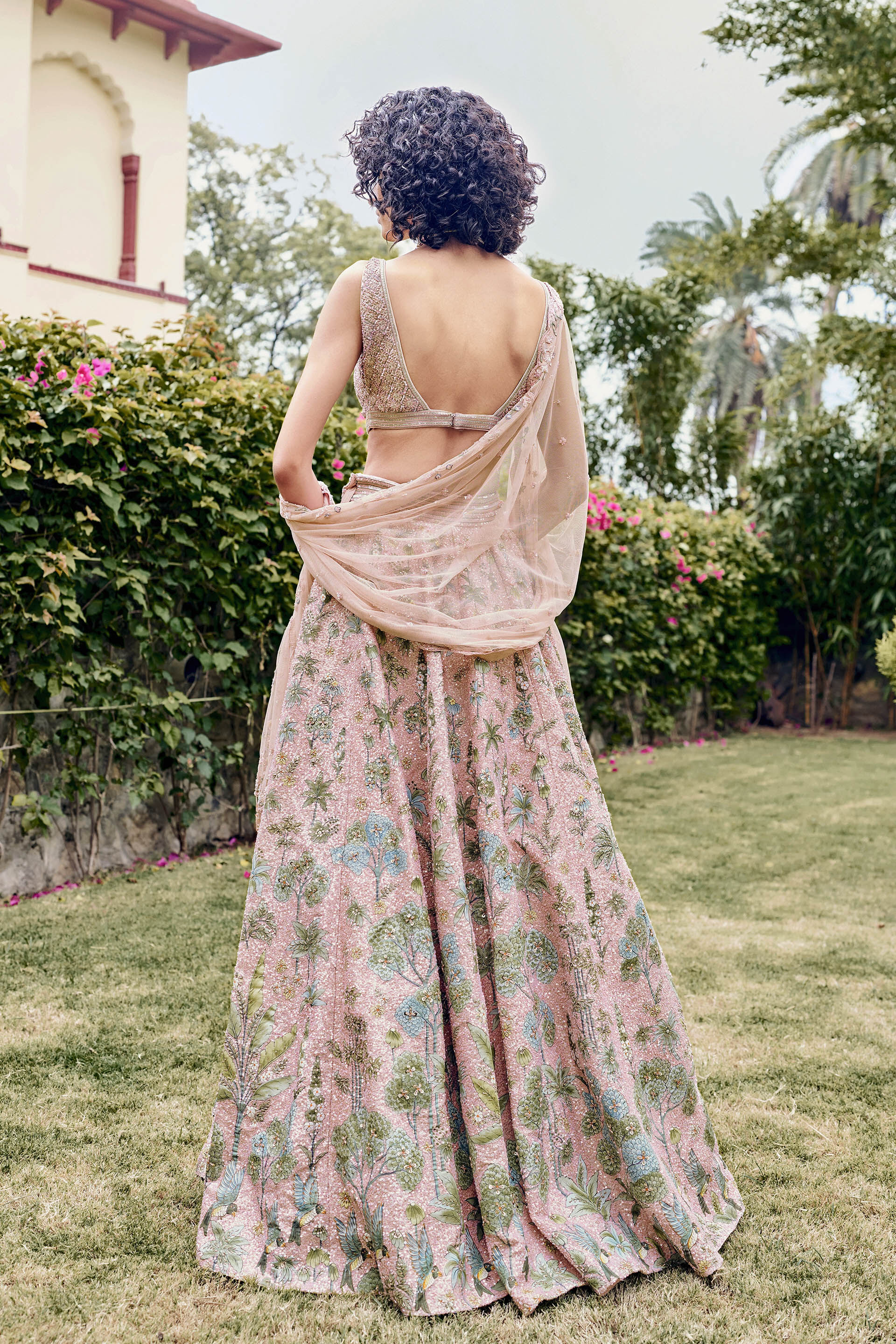 Bloom Hand-painted Pichhwai Lehenga Set - ​Blush