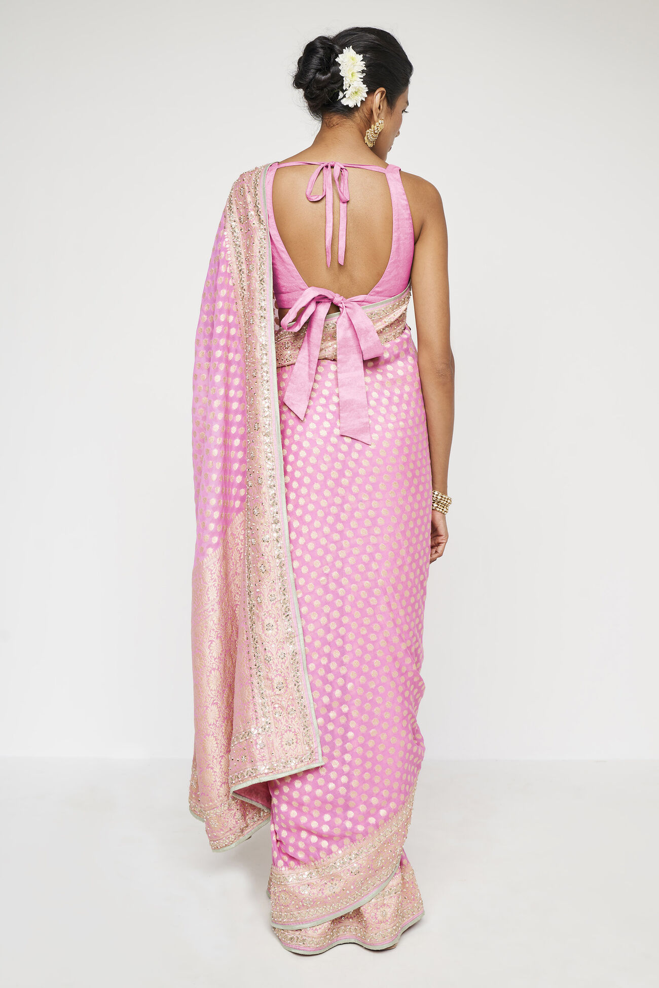 Ekisha Benarasi Saree - Pink, Pink, image 2