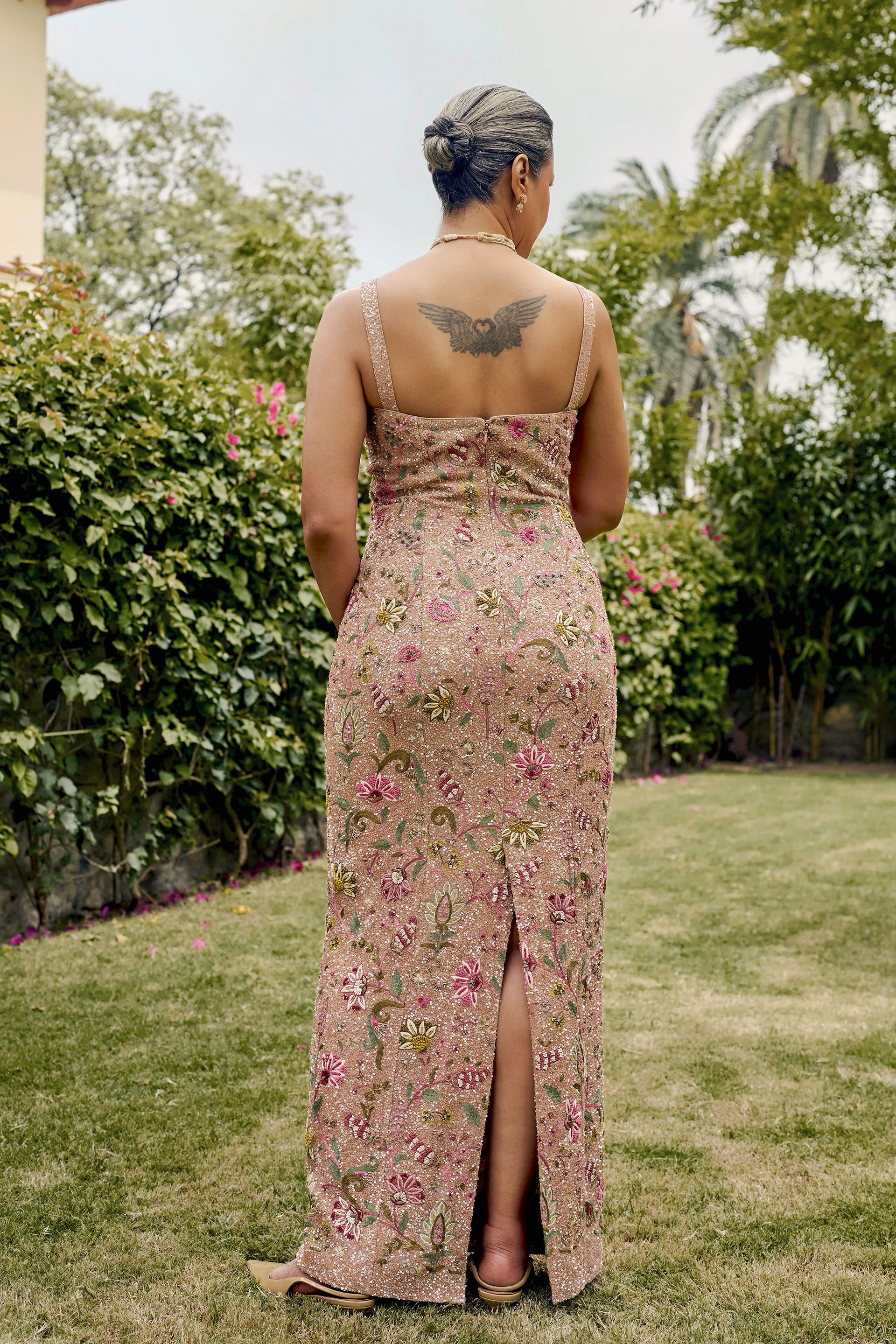 Belonging Embroidered Silk Gown - ​Blush
