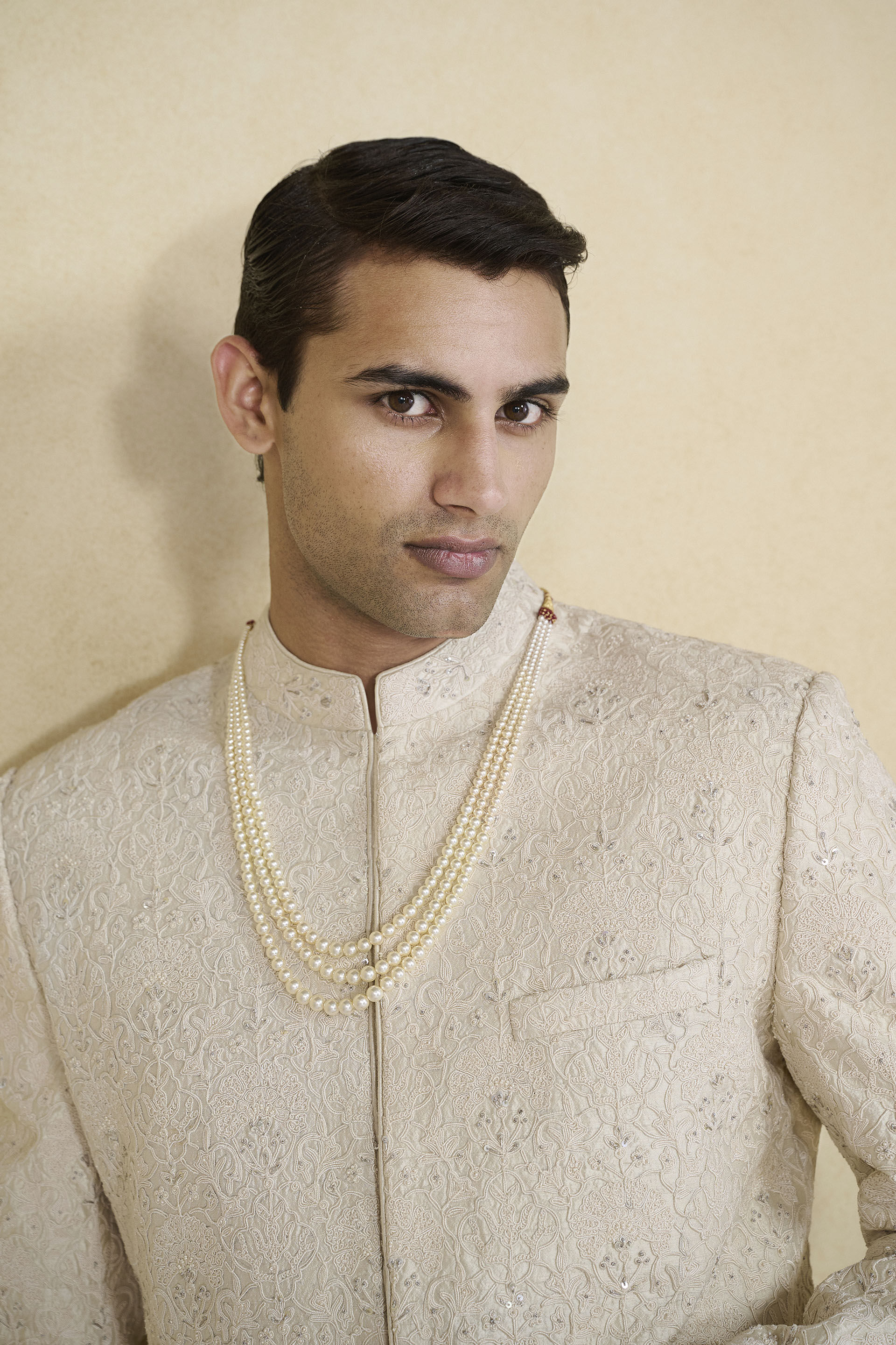 Lokit Hand-embroidered Silk Sherwani - Ivory, Ivory, image 7