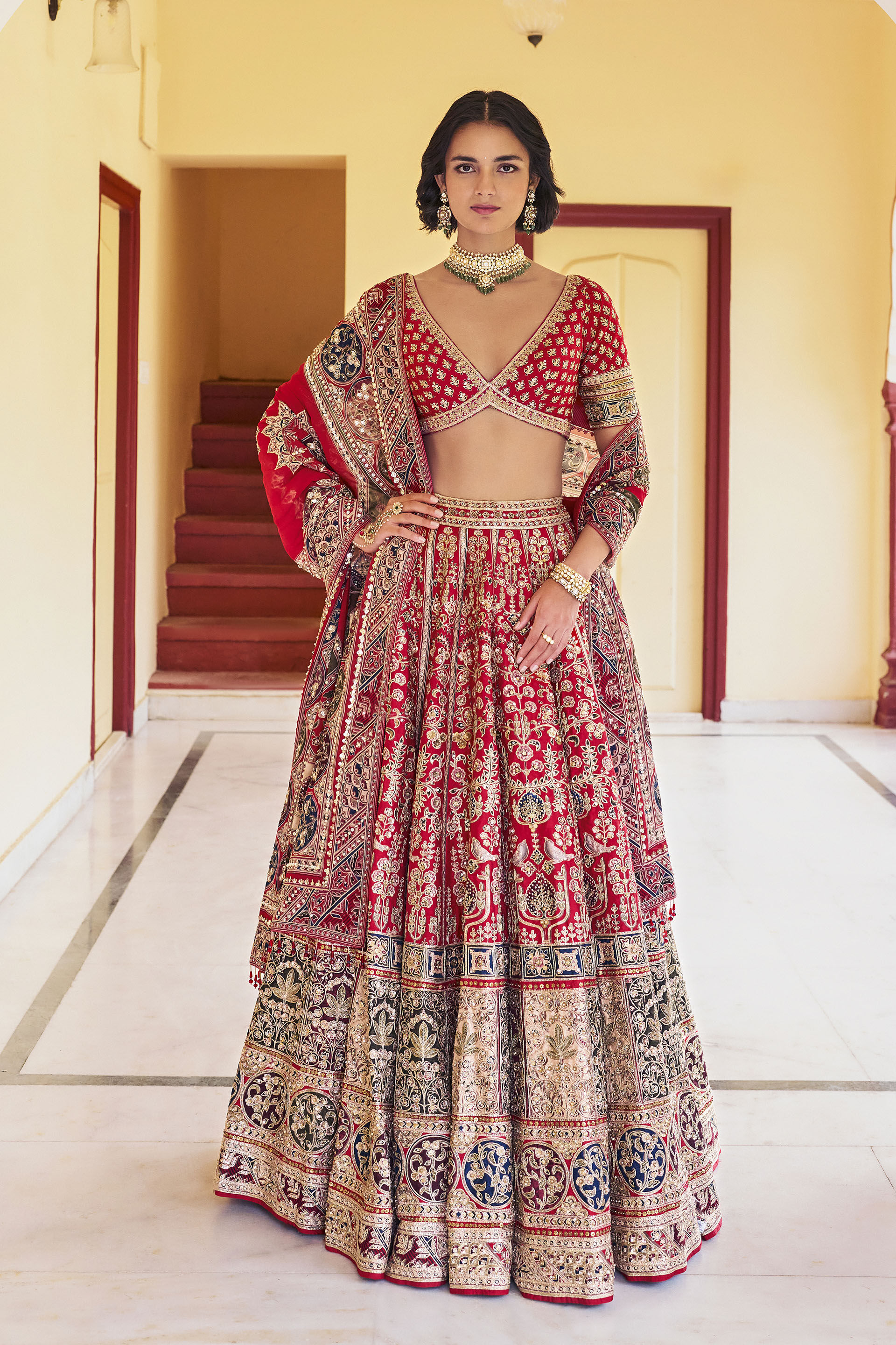 Abundance Gota Patti Bemberg Lehenga Set - Maroon