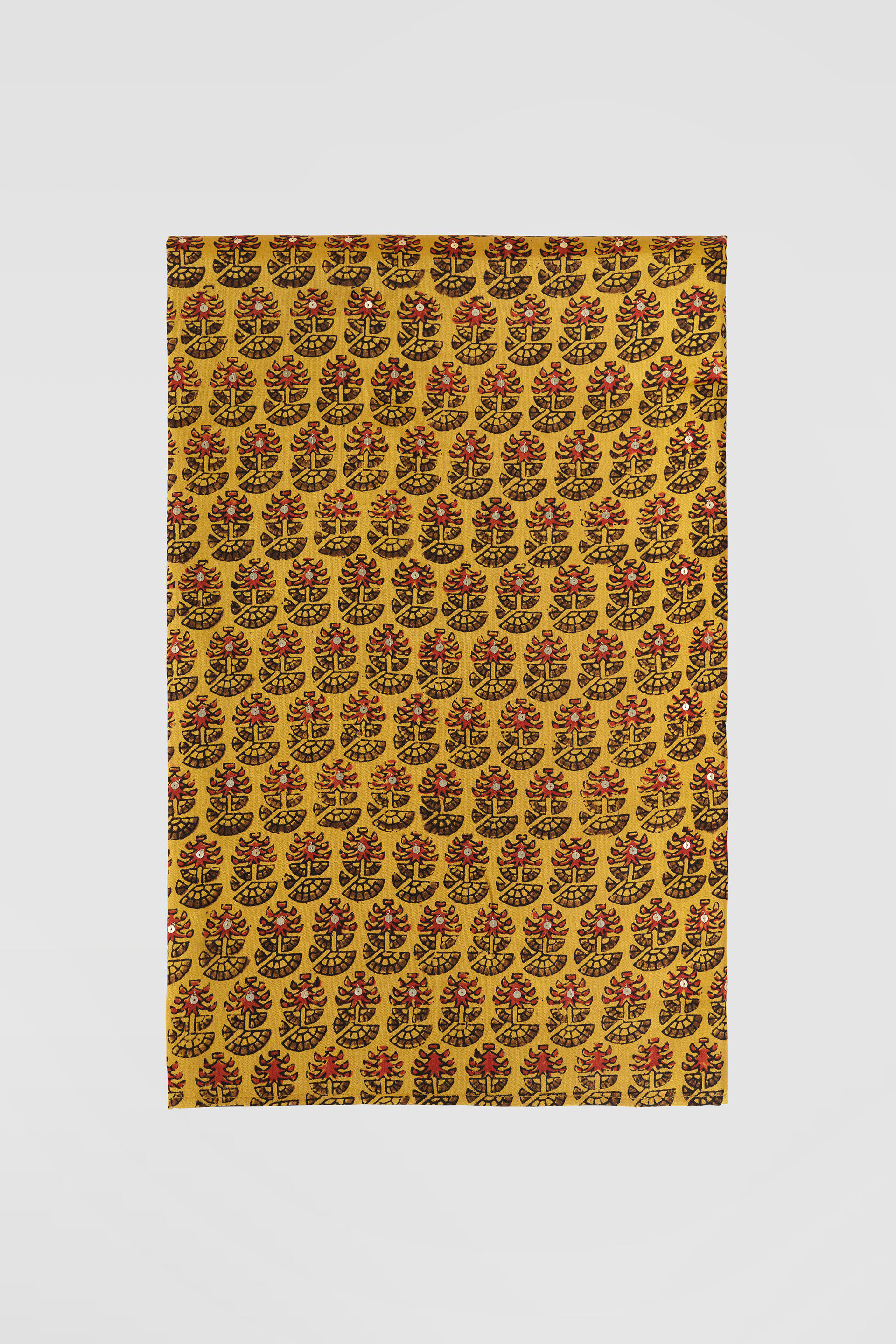 Kasano Ajrakh Hand-block Printed Silk Saree - Mustard, Mustard, image 12