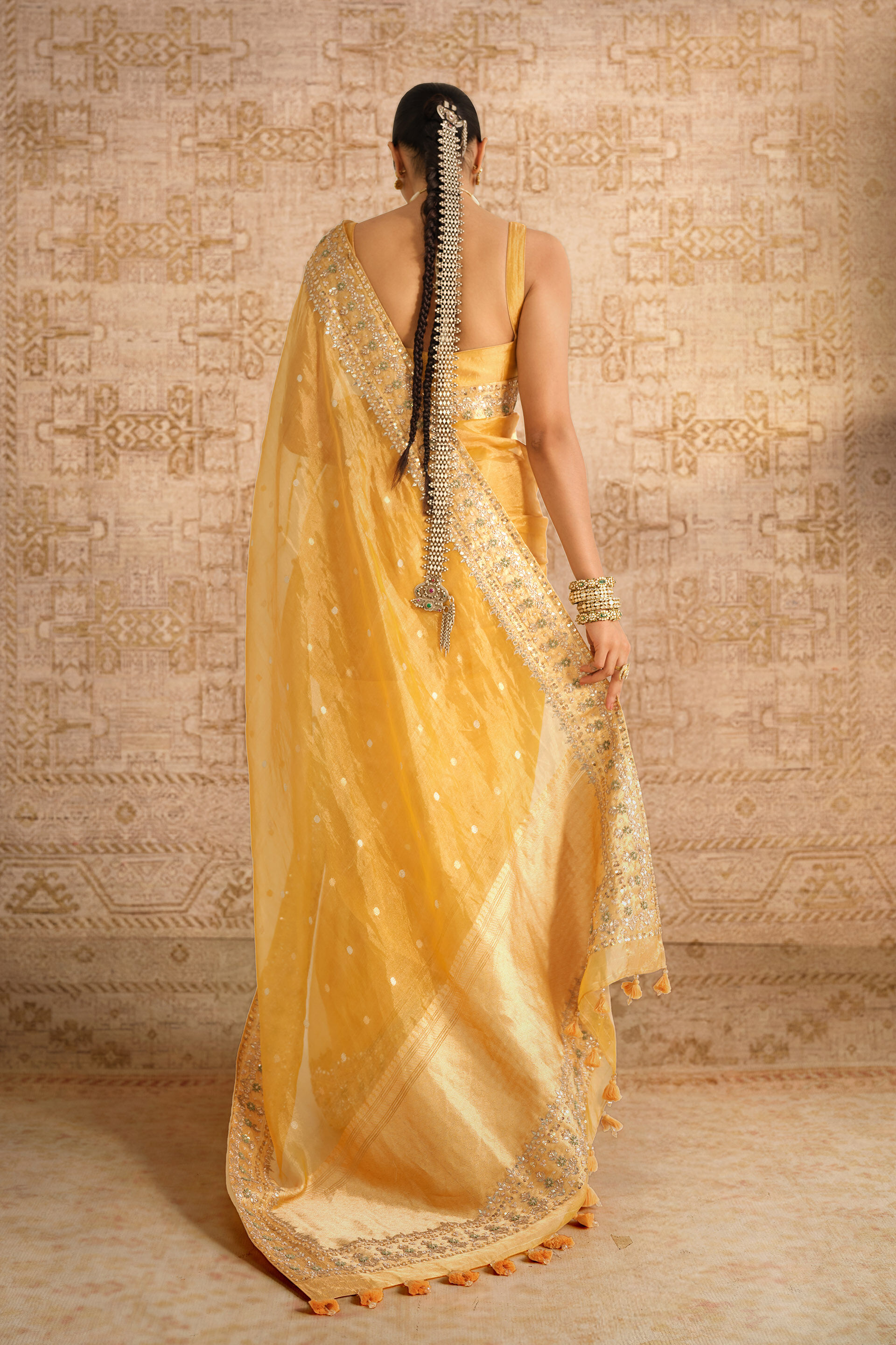 Surandhana Handwoven Benarasi Silk Saree - Yellow