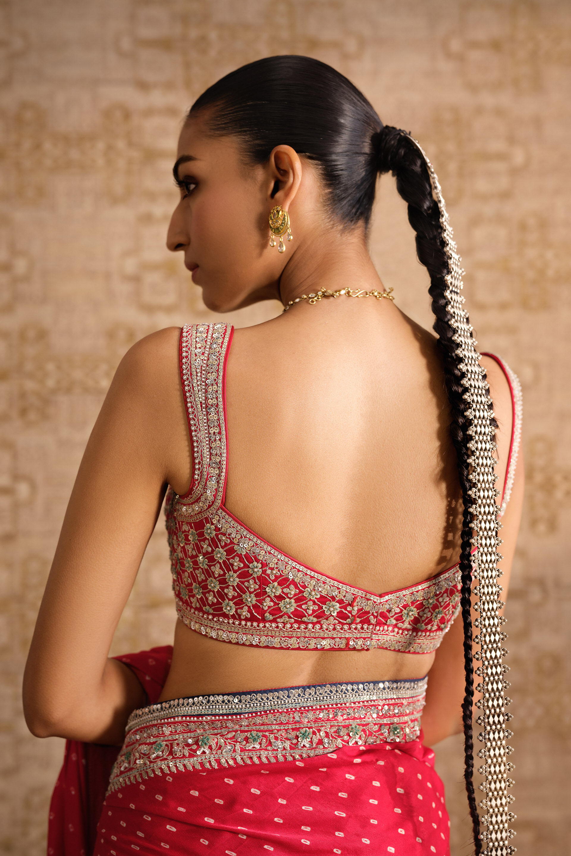 Sulohita Handcrafted Bandhani Silk Saree - Red, Red, image 7