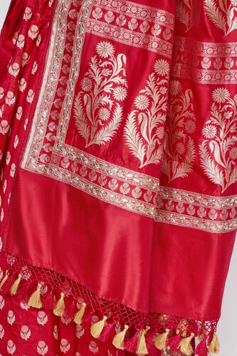 Shalena Benarasi Silk Embroidered Saree - Red, Red, image 8