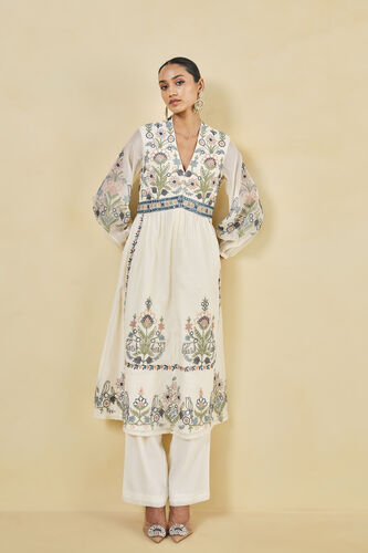 Balsam Hand-embroidered SEWA Mull Suit Set, Natural, image 1