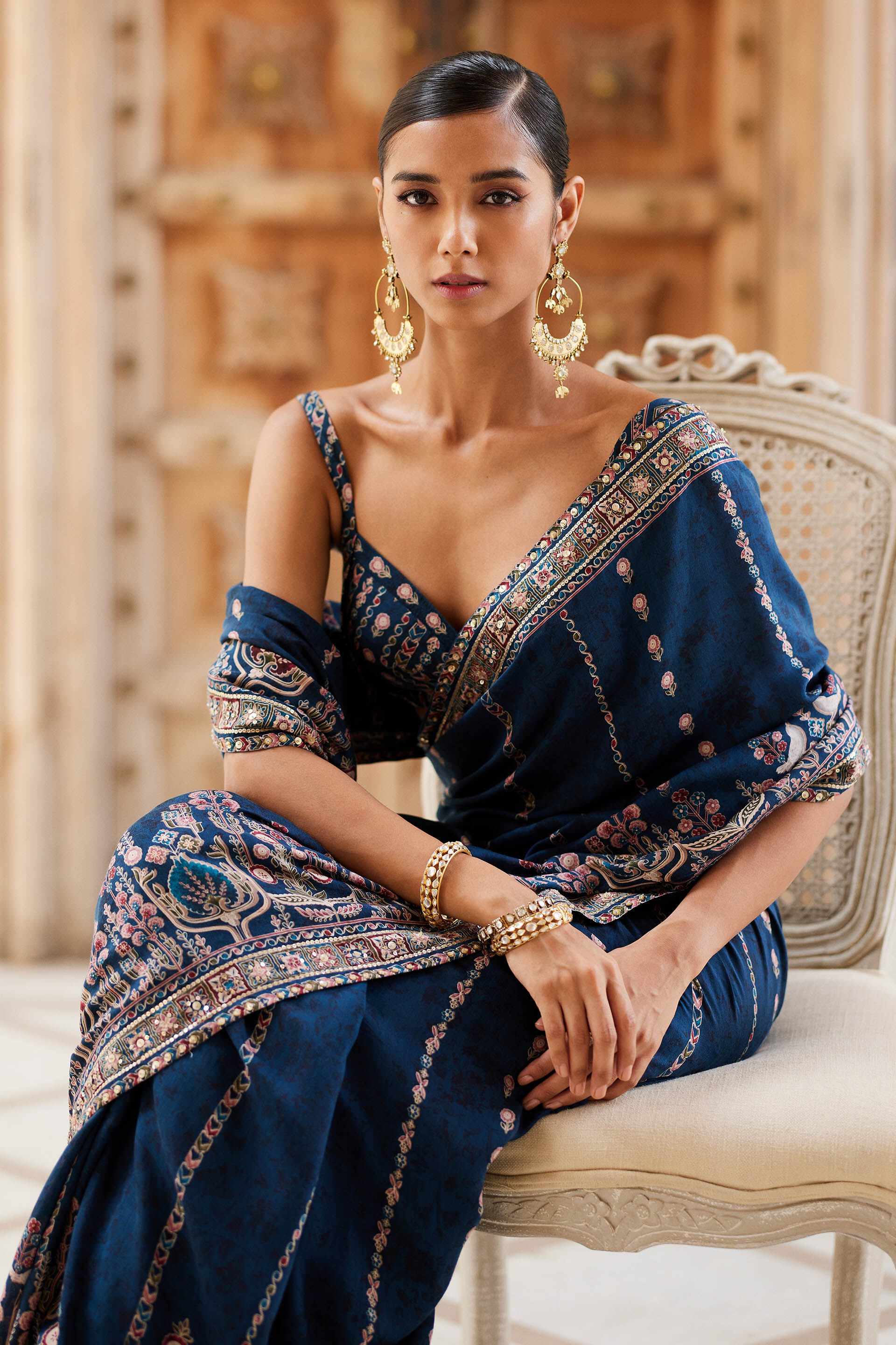 Nuris Saree, Blue, image 10