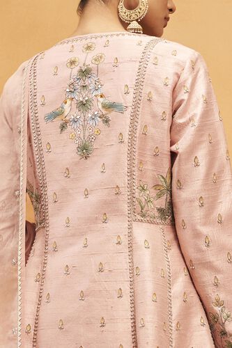 Gulbahar Hand-painted Pichhwai Silk Suit Set - Blush, Blush, image 4