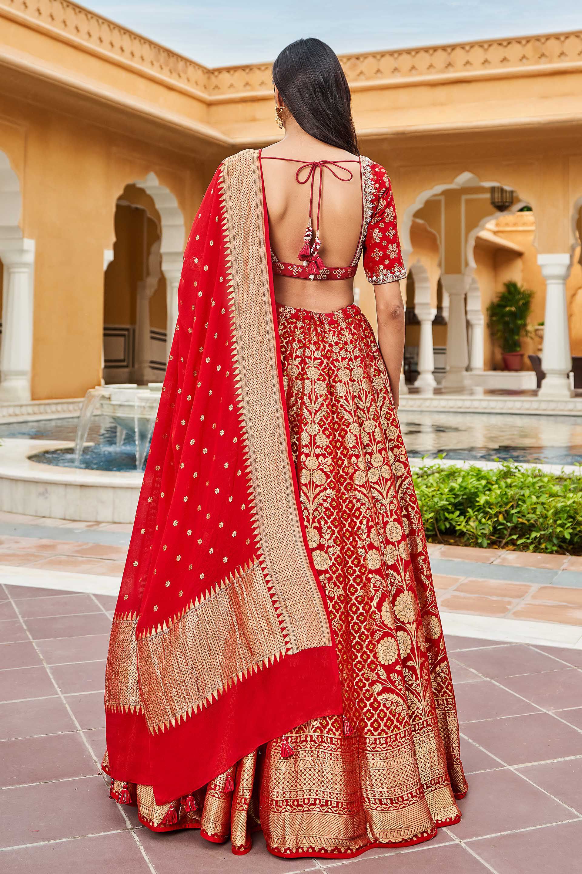 Valimai Lehenga Set - Red, Red, image 3