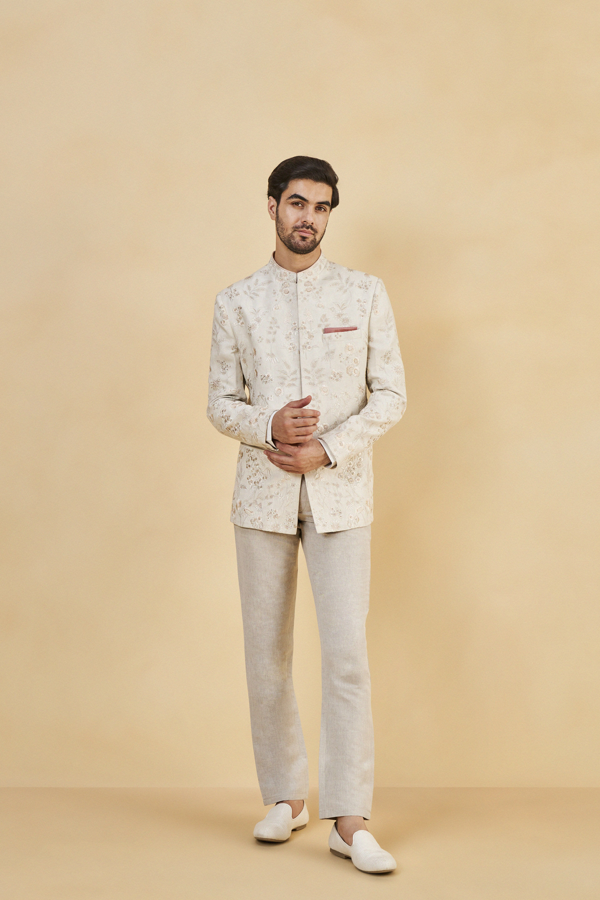 Teal Green Woven Bandhgala Jodhpuri Suit For Men 1062MW10