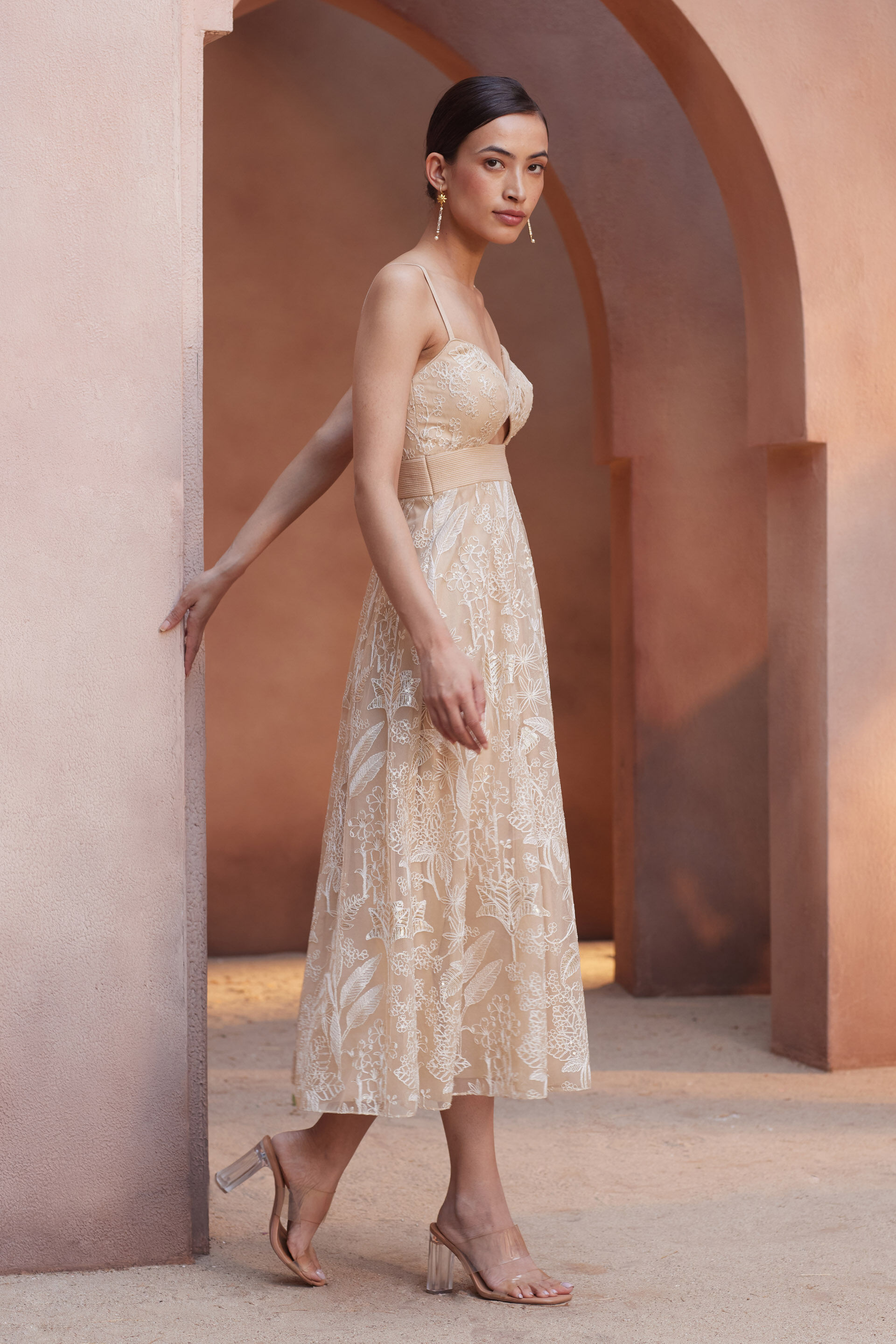 Buy Sherine Dress Beige for Women from Anita Dongre