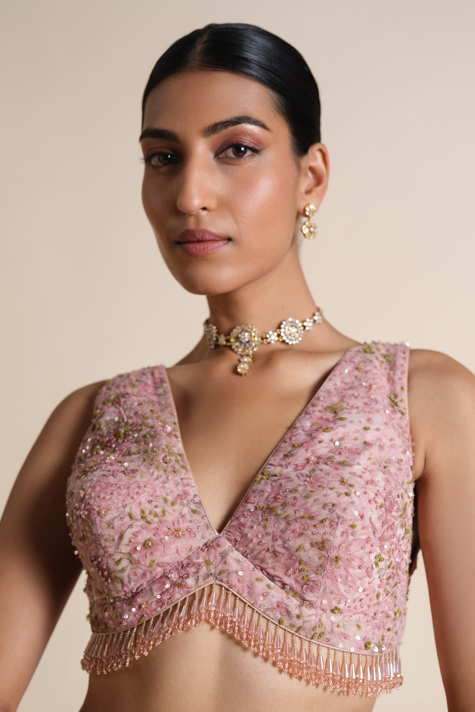Esmarie Embroidered Choli - Blush