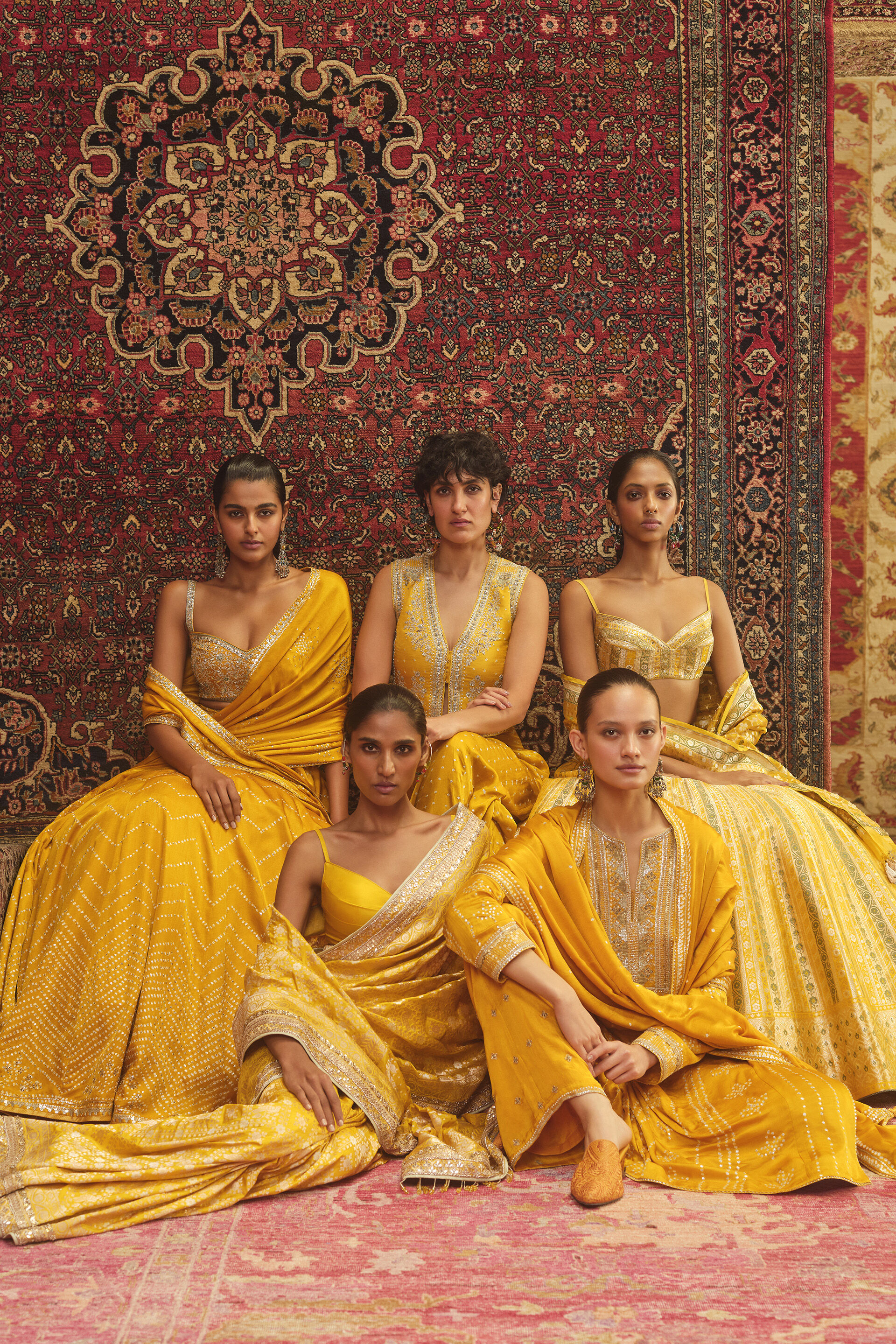 Nirajita Handcrafted Bandhani Silk Lehenga Set - Yellow, Yellow, image 3