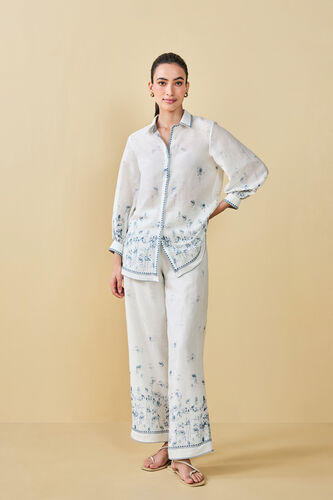 Dandelion Dream Printed Bemberg Linen Shirt Coord - White, White, image 1