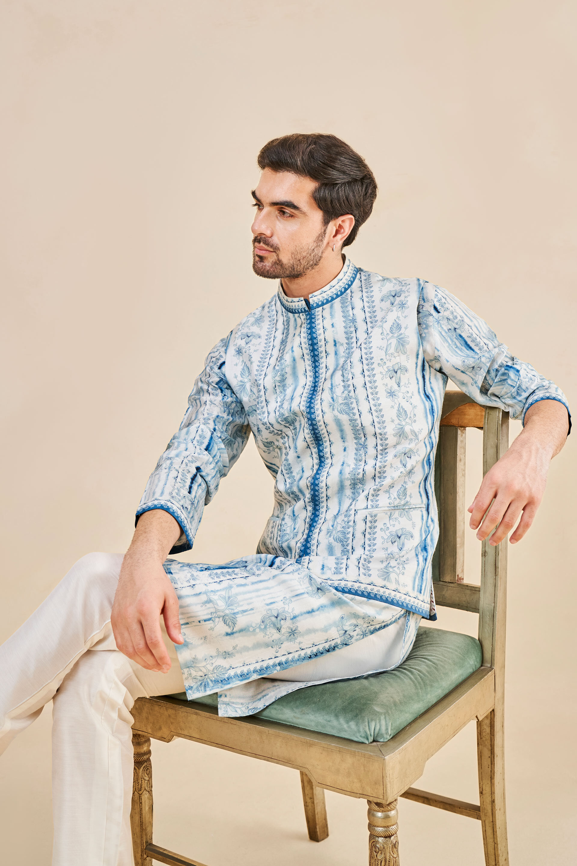 Abhinit Nehru Jacket Blue