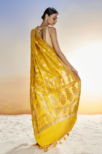 Sahana Benarasi Saree -Mustard, Mustard, image 4