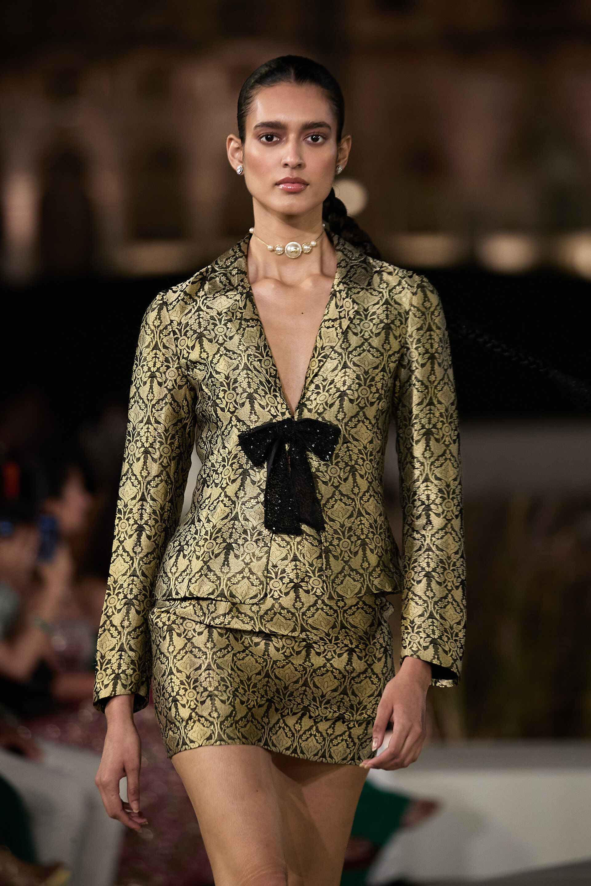 Arsema Woven Benarasi Jacket Set - Black