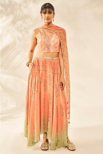 2 - Naima Choli Skirt Set – Peach, image 2
