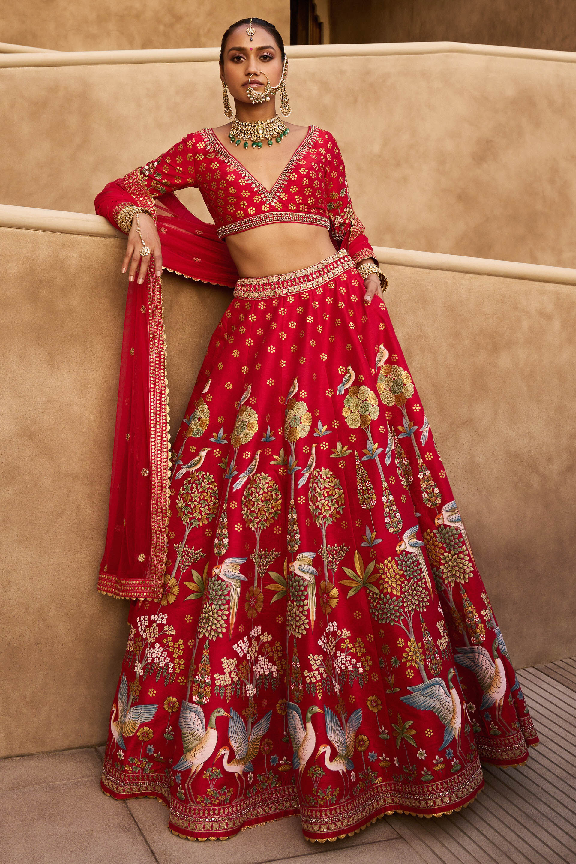 Bridal Lehengas : Red tapeta silk heavy thread sequence and ...