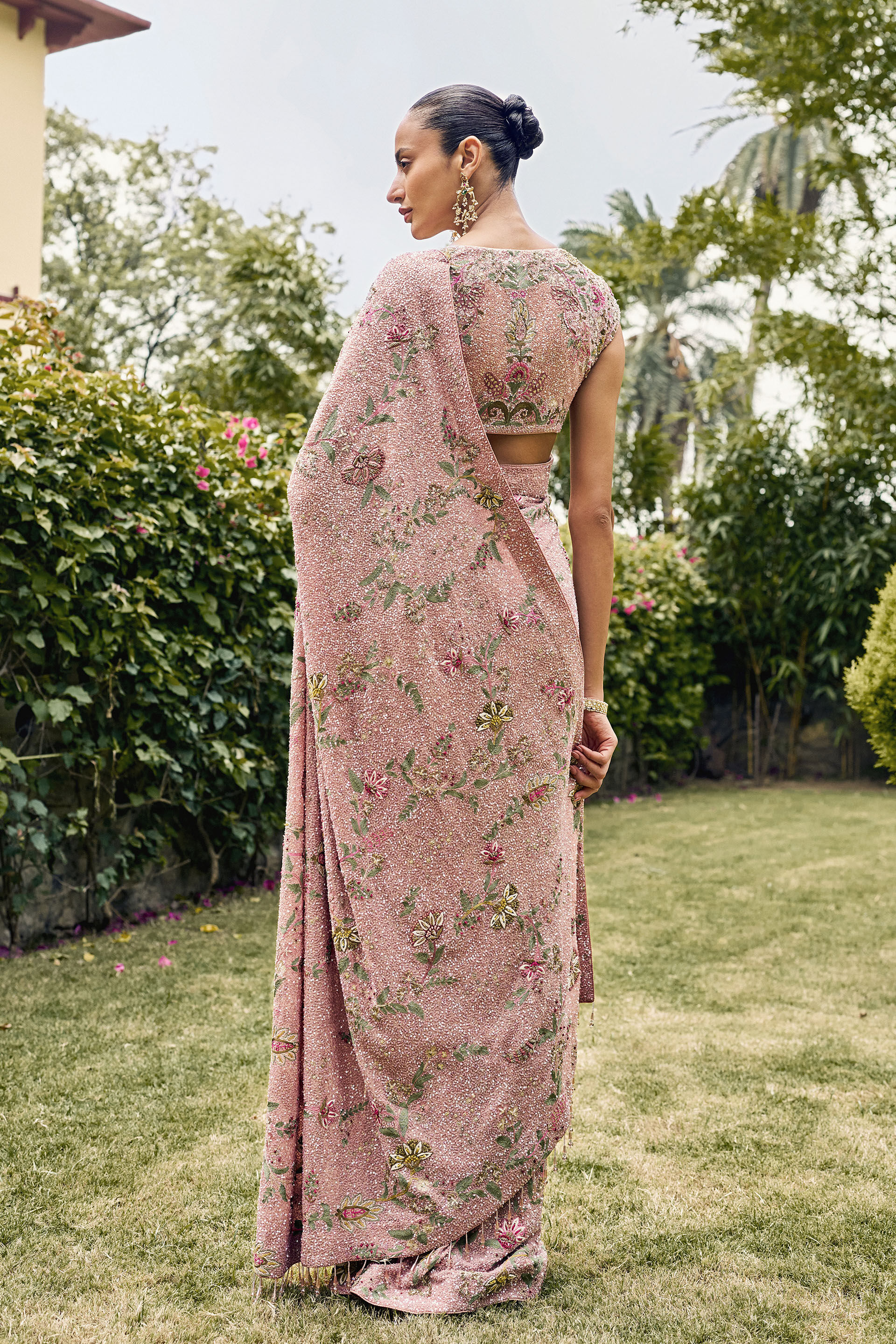 Journey Embroidered Silk Saree - ​Blush