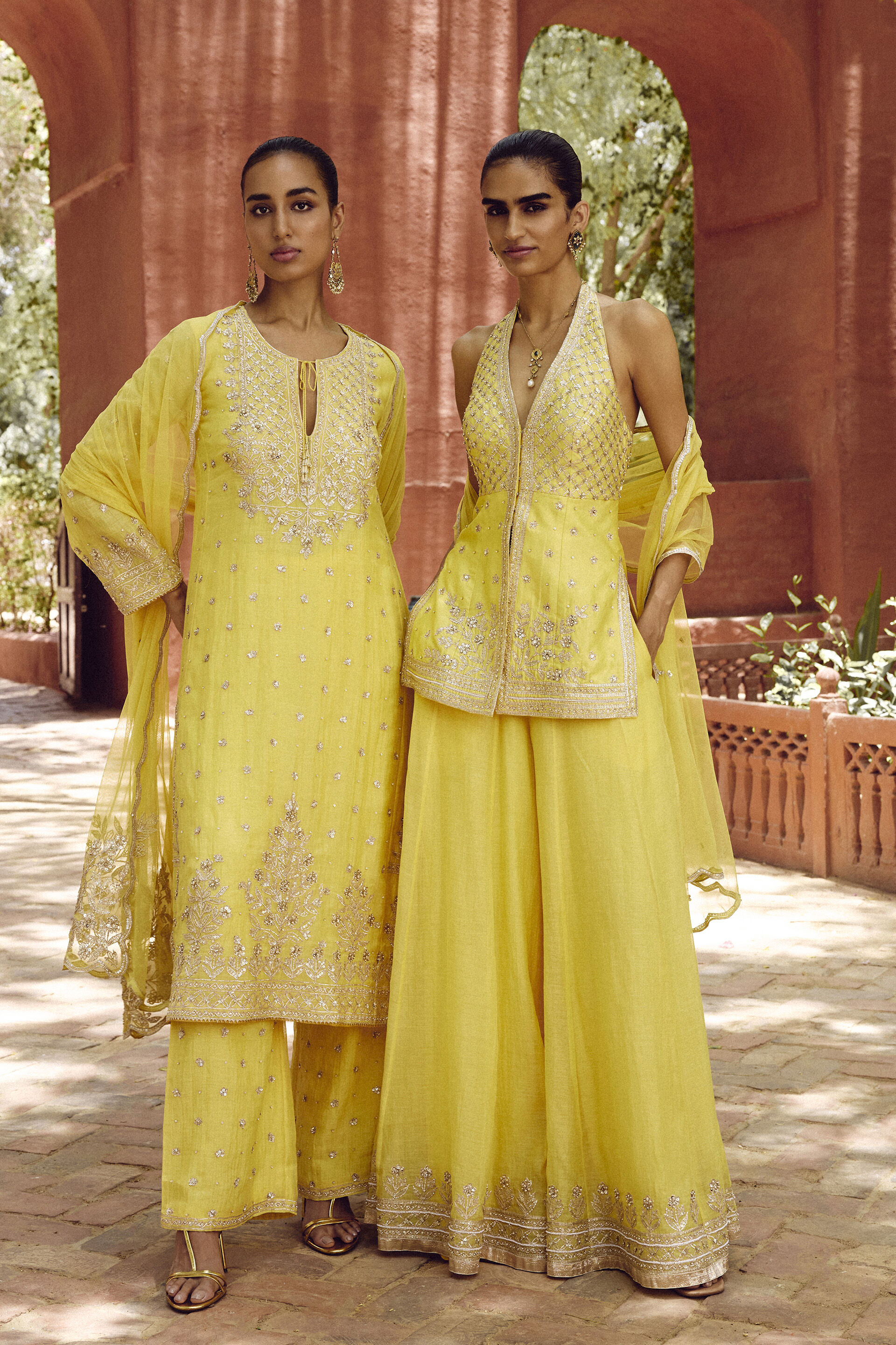 Srika Gota Patti Mul Suit Set - Yellow, Yellow, image 6