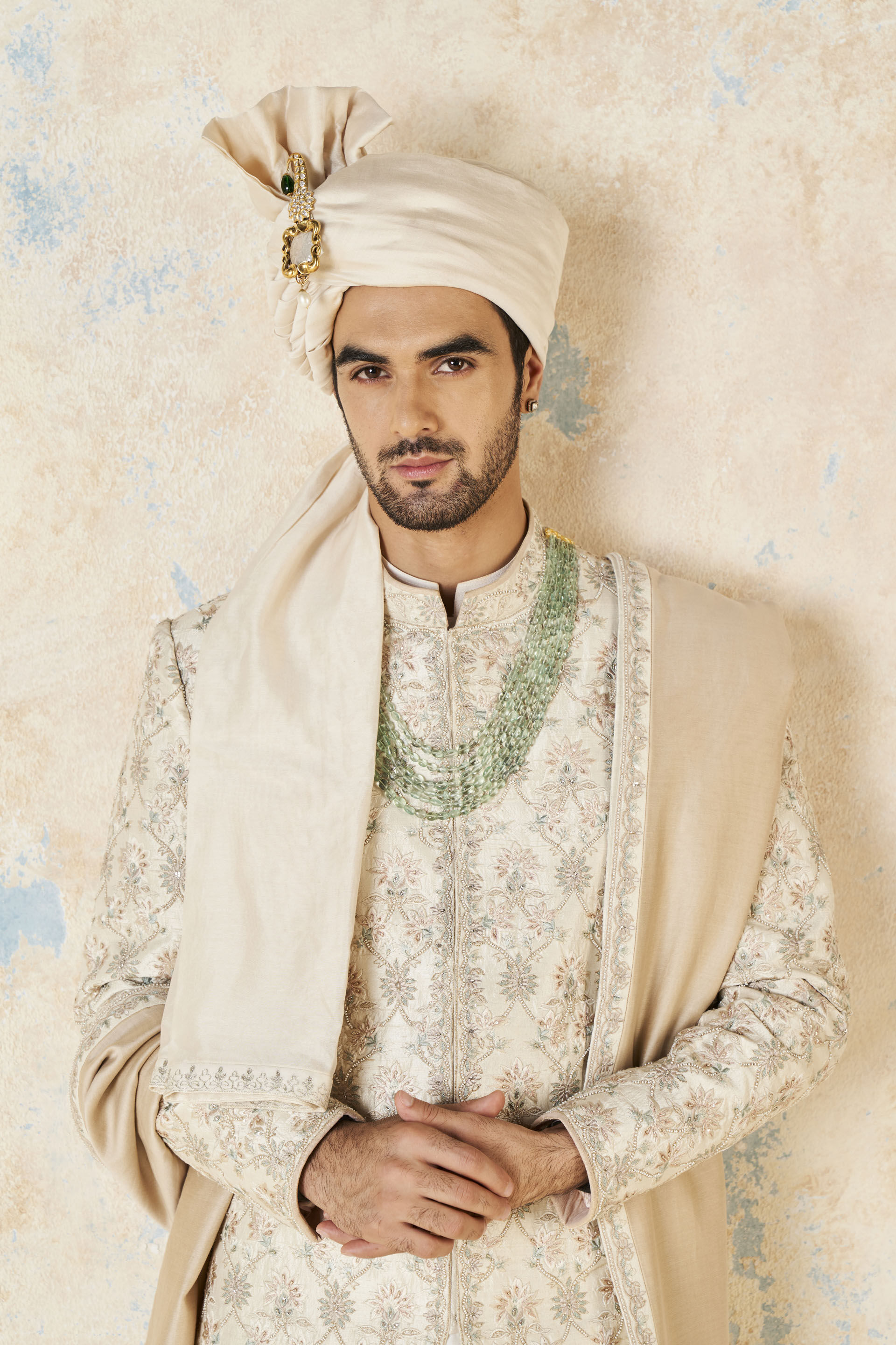 Aasvik Embroidered Silk Sherwani - Ivory, Ivory, image 8