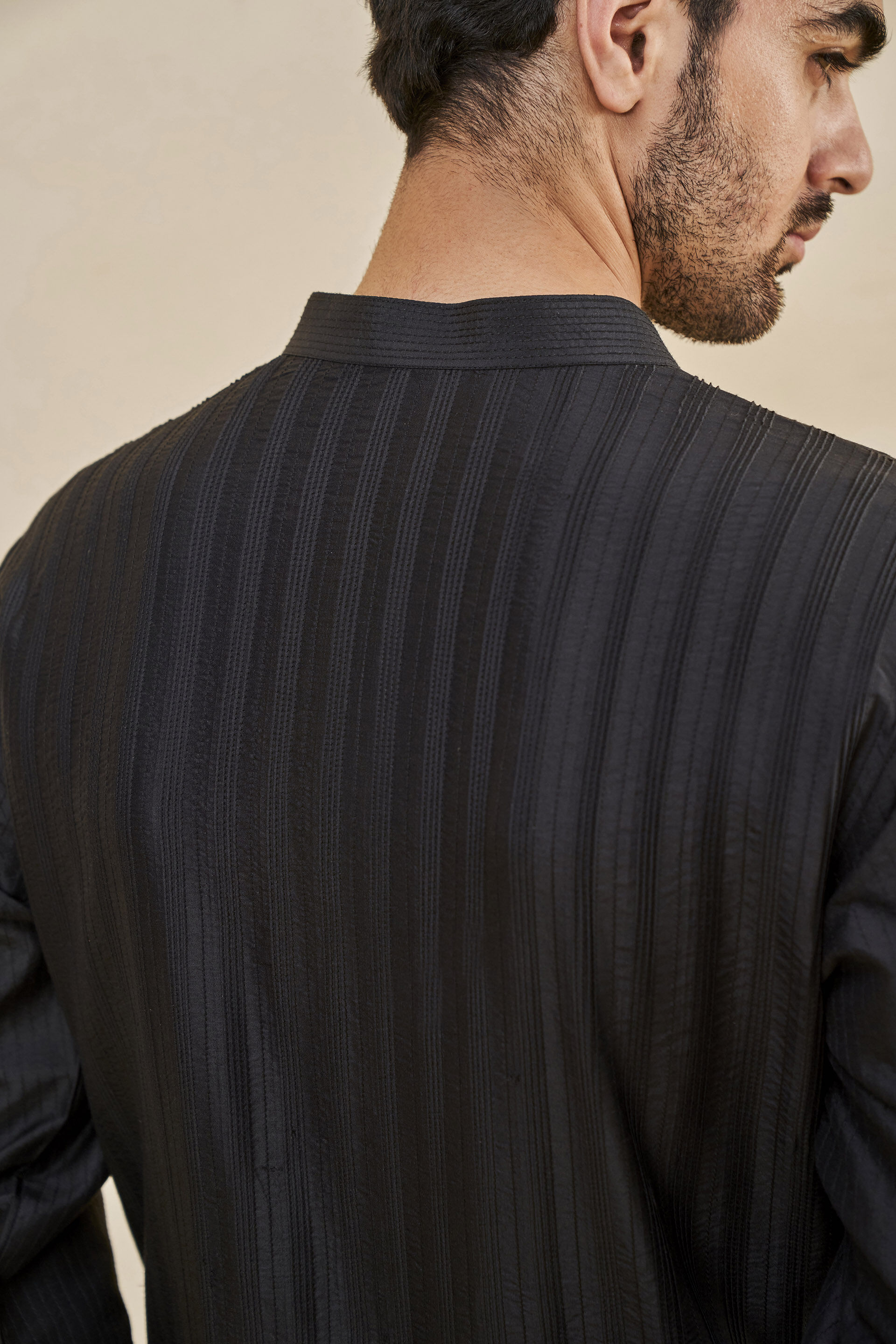 Fiadh Silk Kurta - Black, Black, image 5