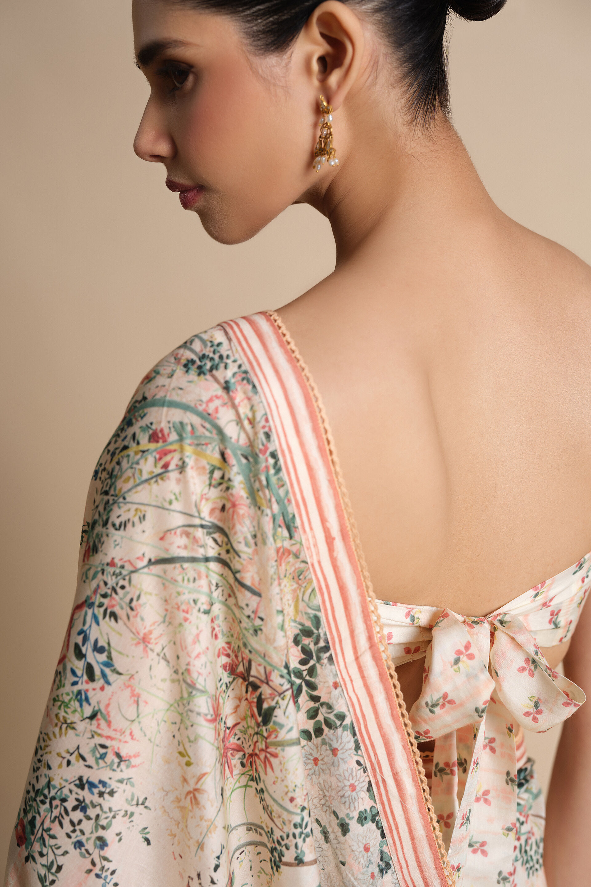 Komakal Printed Silk Saree, Ivory, image 6