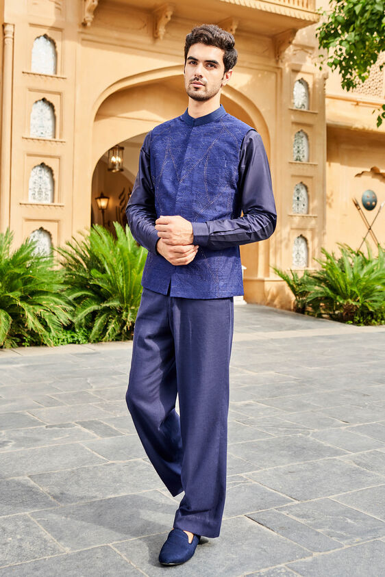 Naim Nehru Jacket - Navy, Navy, image 1