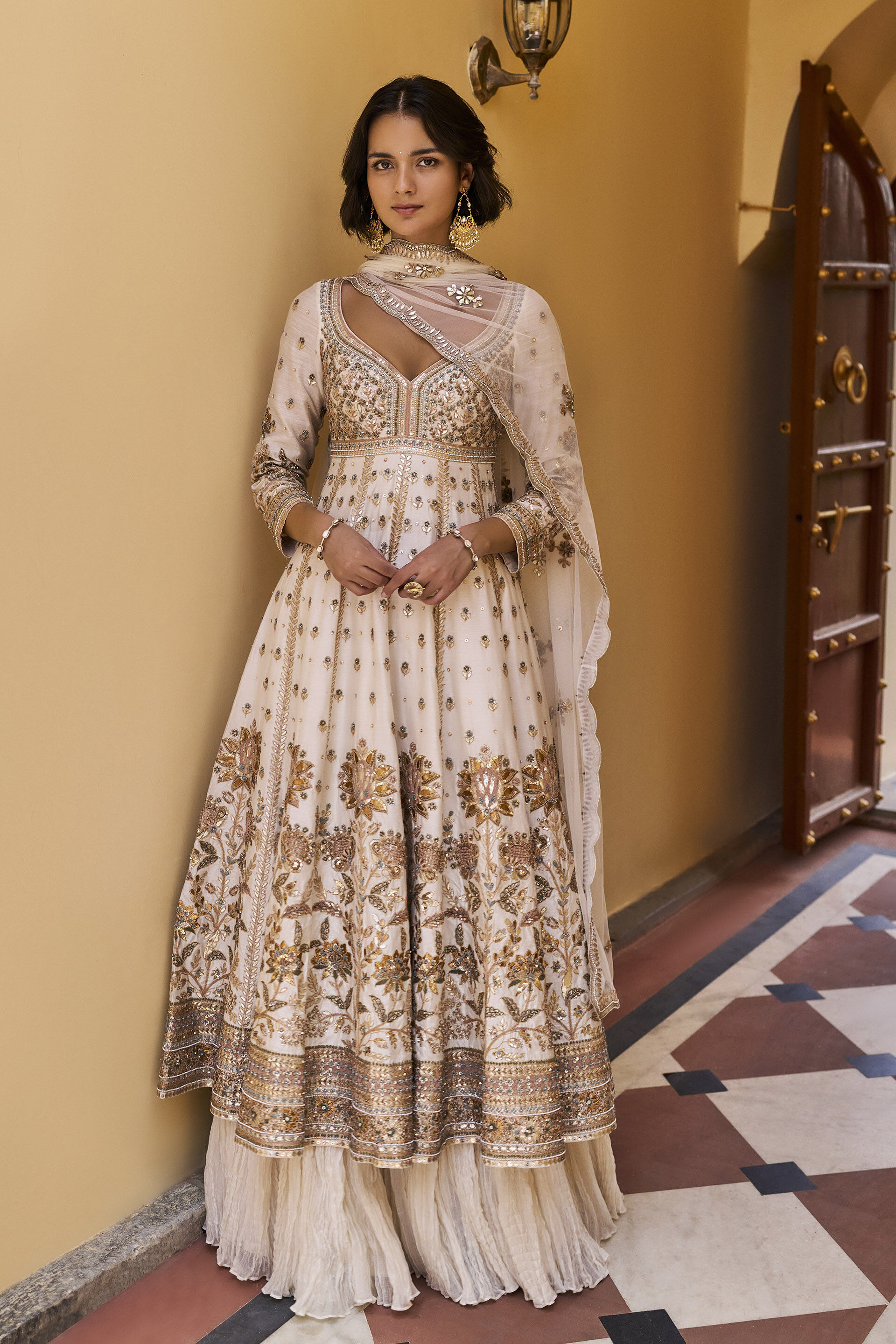 Eternity Gota Patti Lehenga Set - ​Ivory