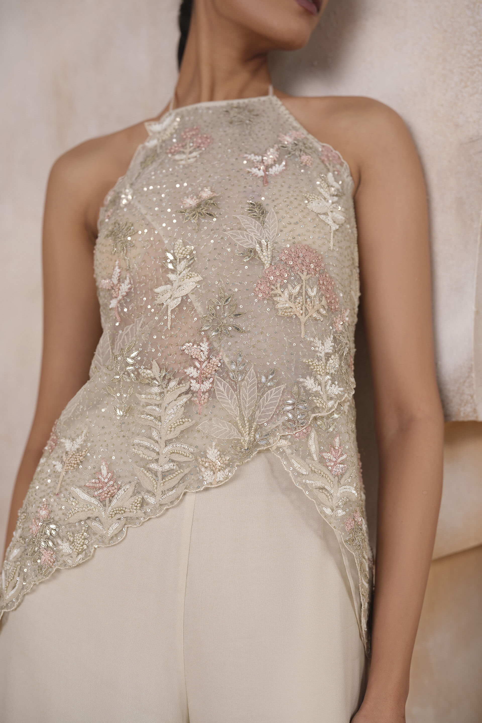 Ismi Embroidered Applique Pant Set - Ivory, Ivory, image 5