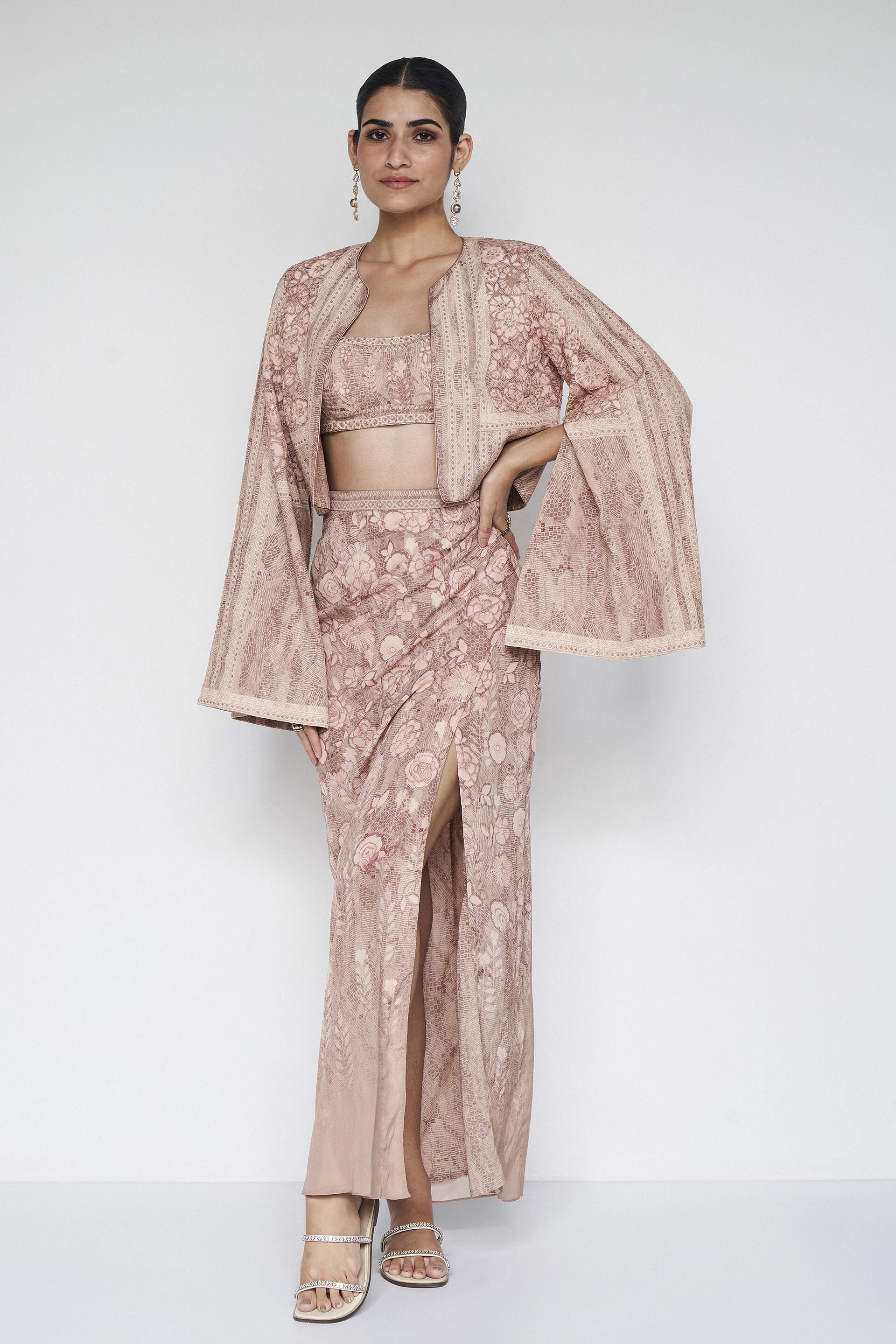 Azita Embroidered Skirt Set - Hazelnut, Hazelnut, image 1